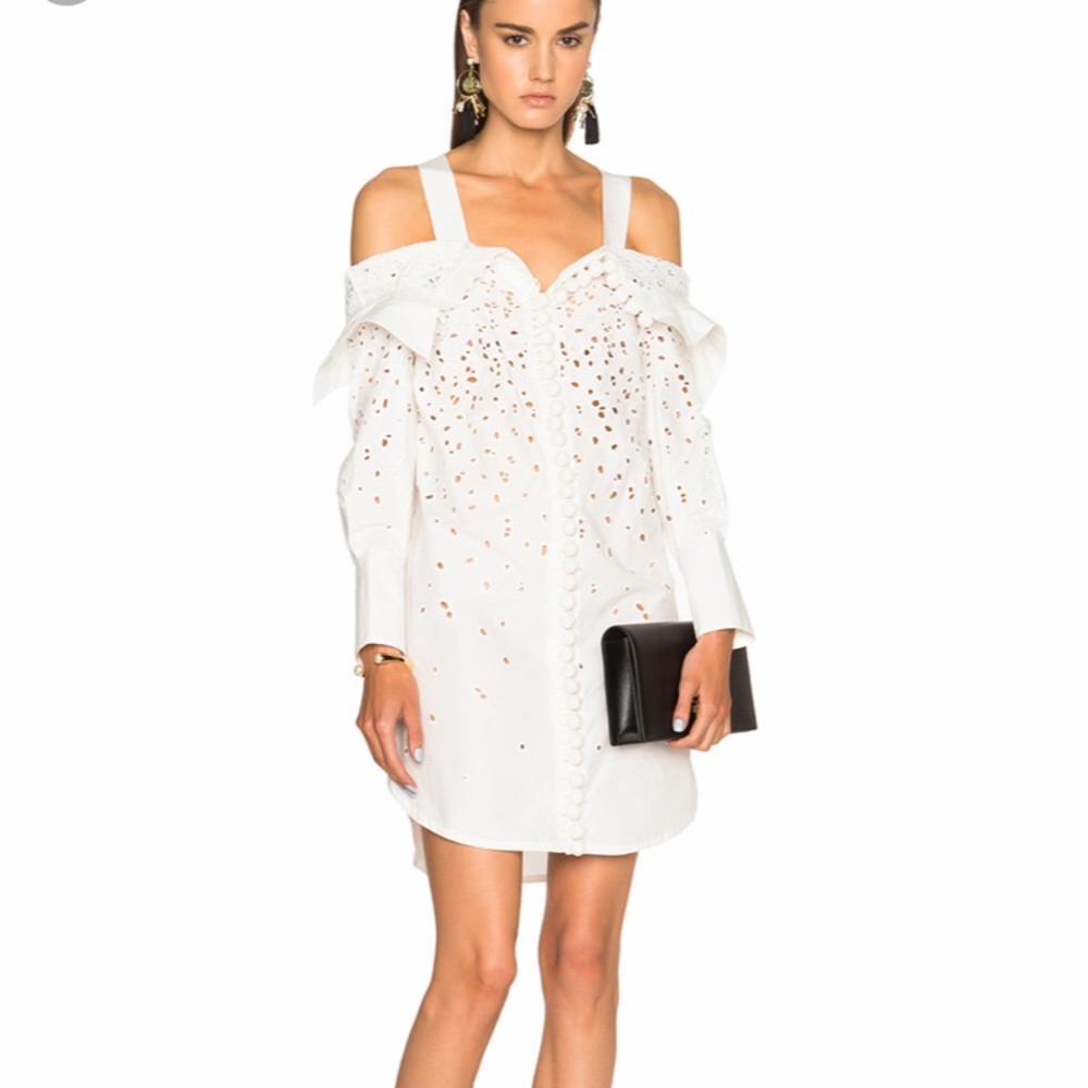 Proenza schouler of shoulder eyelet shirt dress